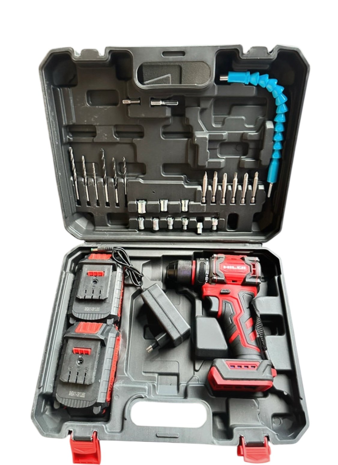 Set Aparat de gaurit-Engros electric fara fir, 48v , 520N.m, 5000rpm, set cu 2 acumulatori , cutie unelte