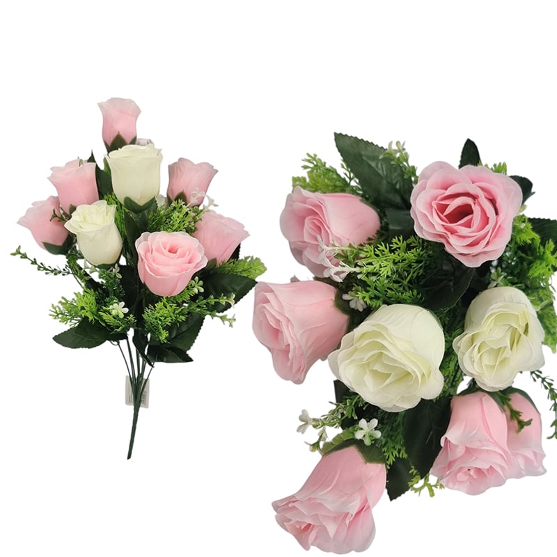 Buchet floare artificiala Trandafir cu 9 capete engros 45 cm lungime buchet