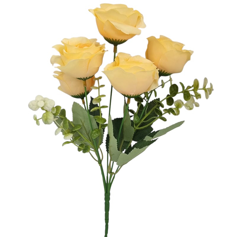 Buchet floare artificiala Trandafir cu 5 capete 32 cm lungime