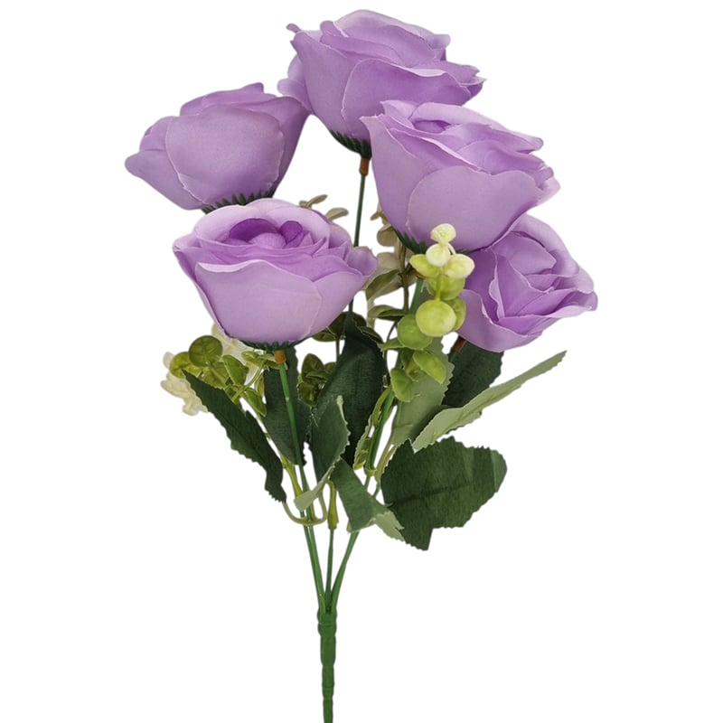 Buchet floare artificiala Trandafir cu 5 capete 32 cm lungime