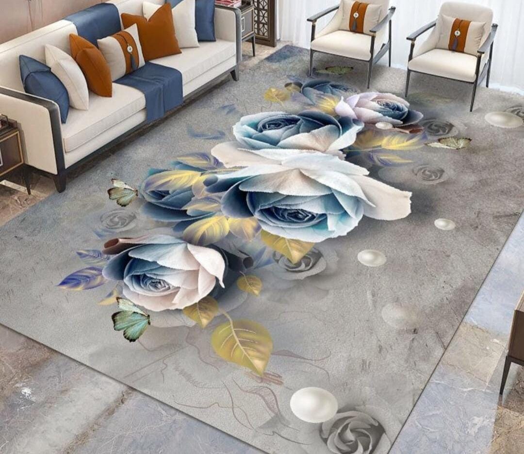 Covor cu Print Digital din Poliester, Antiderapant, 150x200 cm, Model 4