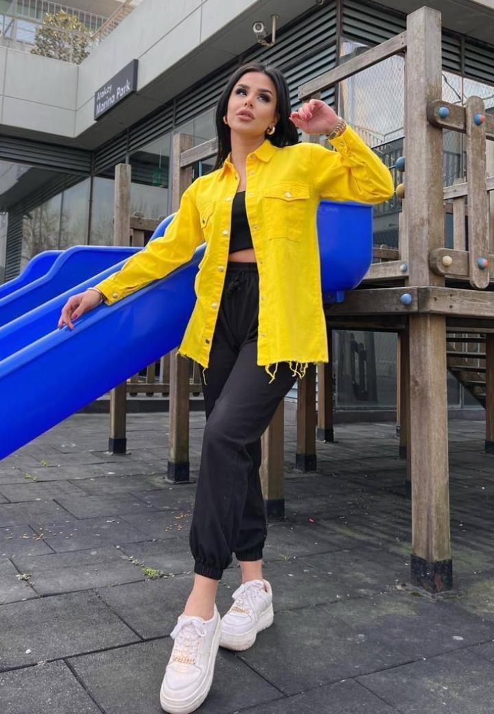 Blugi Damă Skinny Talie înaltă – Material Elastic, Subțire, Culoare Galben,Engros