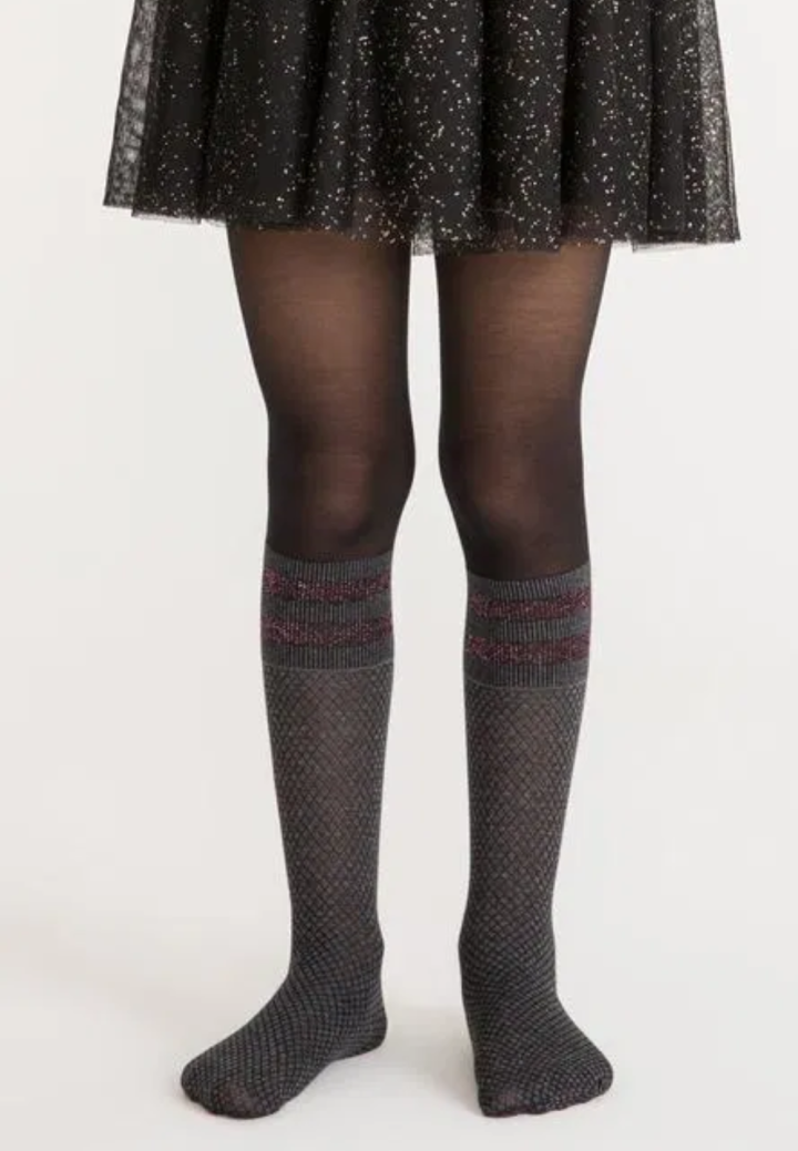 Dres fetițe Penti Young ,,Shine Stripe\'\', 30 den- inserții sclipici, gri ,Engros