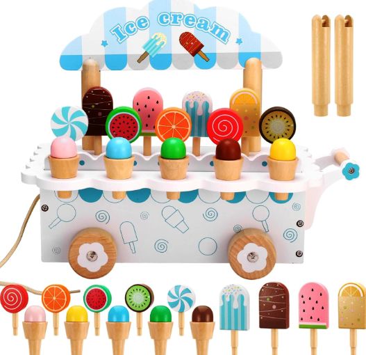 Carucior din lemn, stand de inghetata, 32 cm Engros