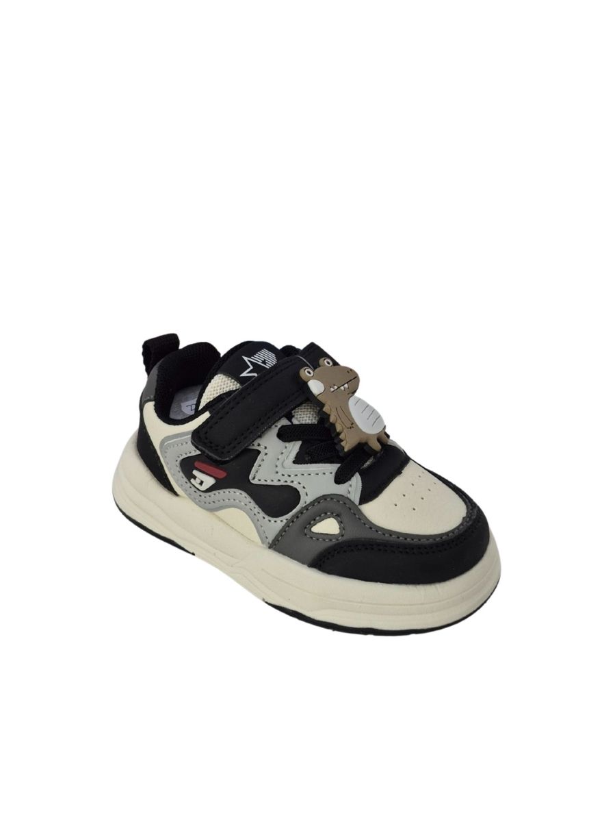Adidasi Copii,Accesoriu Detasabil, Usori, Inchidere Siret+Arici, Piele Ecologica, Engross, Marimi 23-27 ,8buc/bax, Negru