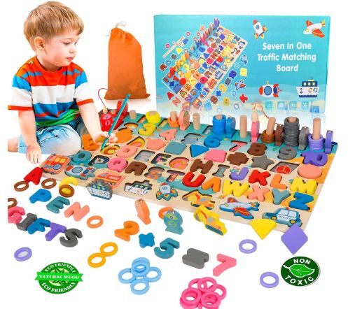 Joc lemn 7 activitati  in 1 Montessori logaritmic Engros