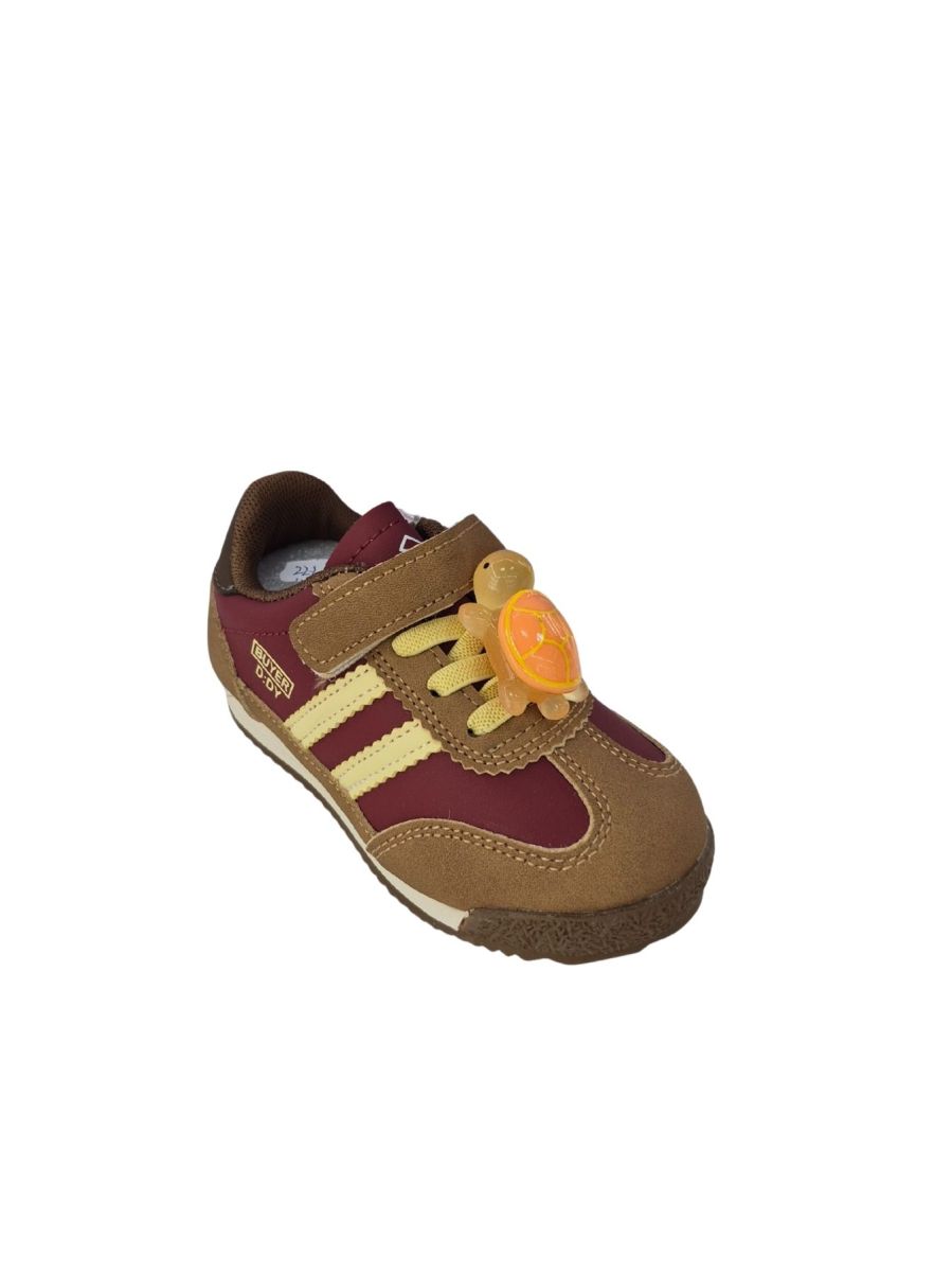 Adidasi Copii Accesoriu 3D Detasabil, Piele Ecologica ,Inchidere Siret Elastic+Arici, Engross, Marimi 22-26, 8buc/Bax, Maro