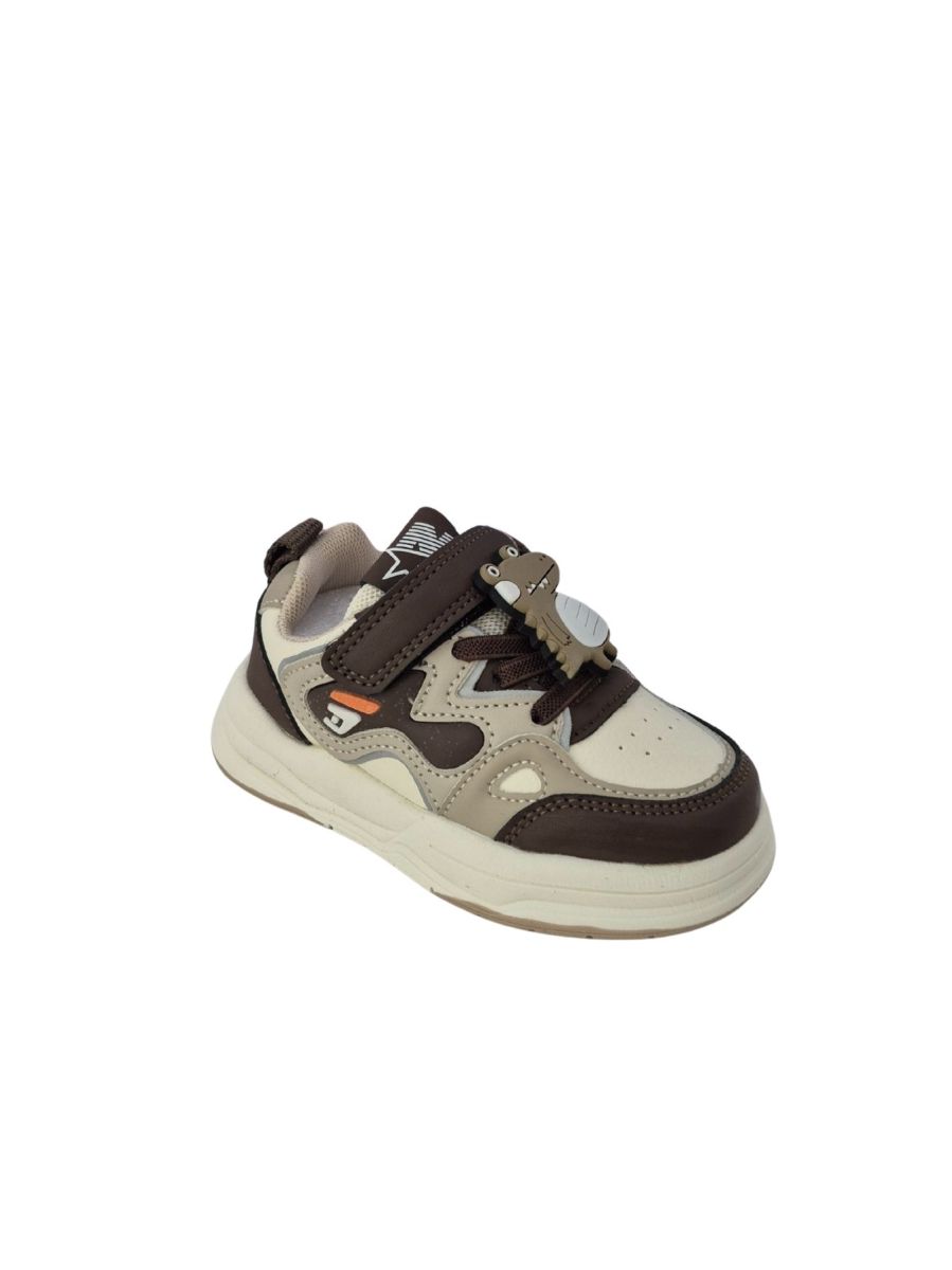 Adidasi Copii,Accesoriu Detasabil, Usori, Inchidere Siret+Arici, Piele Ecologica, Engross, Marimi 23-27 ,8buc/bax, Maro