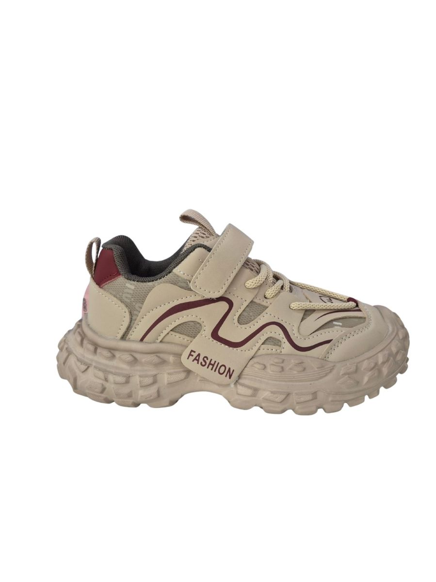 Adidasi pentru Copii, Inchidere Siret+Arici, Piele ecologica+textil, Talpa usoara din Spuma, Engross, Marimi 27-31, 8buc/bax, Bej