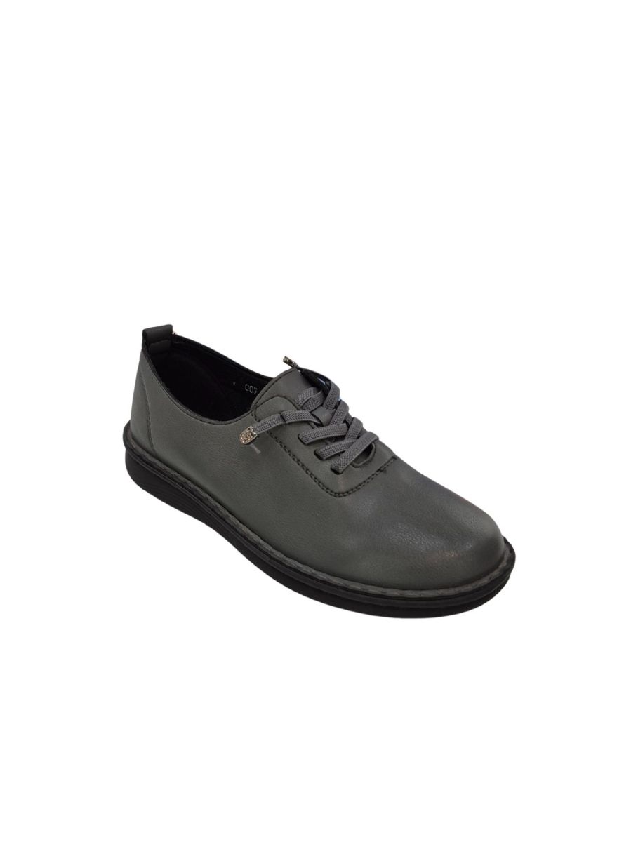 Pantofi Casual Dama, Piele Ecologica, Siret, Talpa Cusuta, Usori,Comozi, Engross, Marimi 36-41, 8buc/bax, Gri inchis