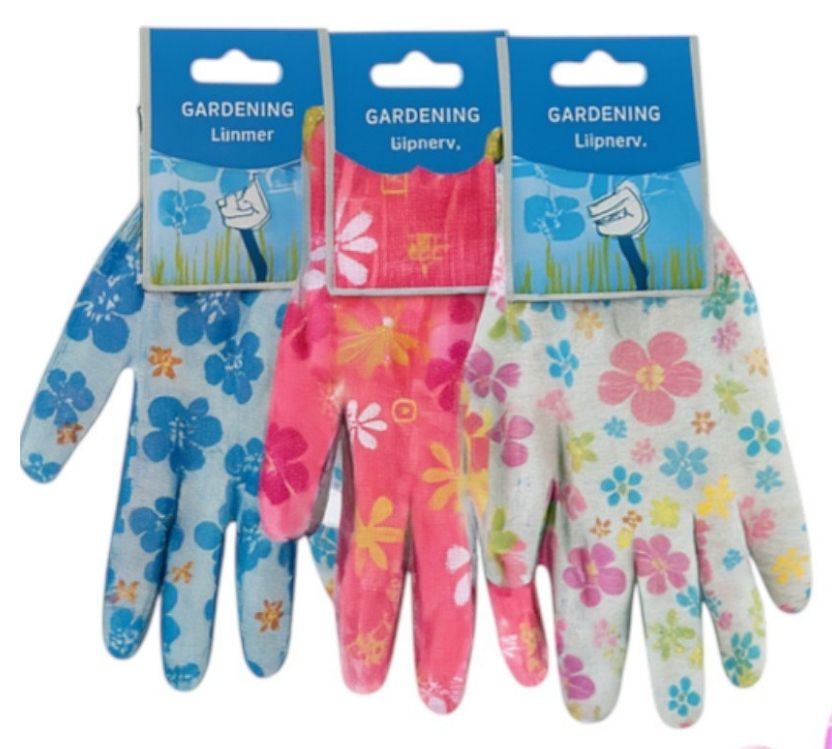 Manusi pentru Gradinarit 12/set cu Eticheta, Model Floral, Diferite Culori Engros