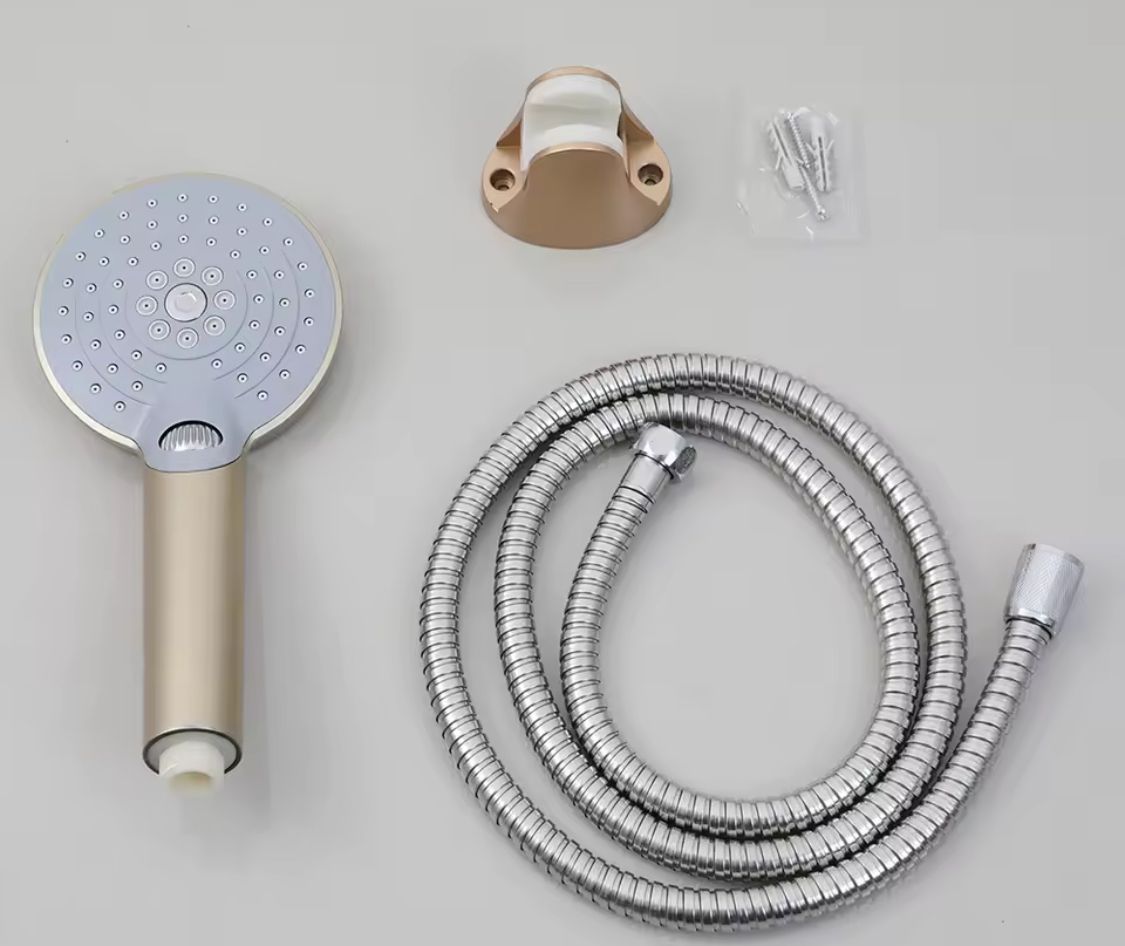 Set de Duș 3 poziție -Engros Cap Duș Rain Shower + Furtun + Suport, Culoare Gold