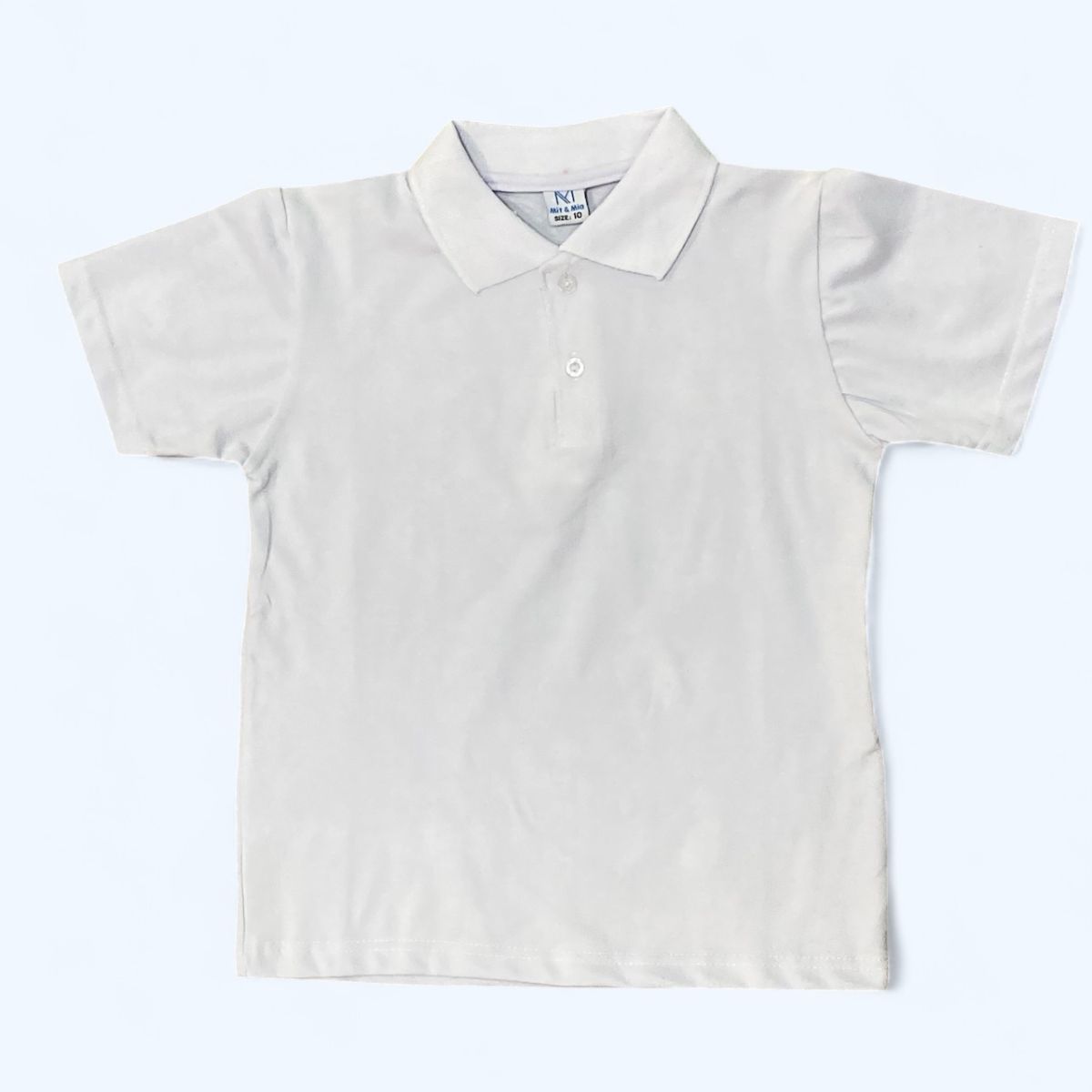 Tricou polo alb cu mânecă scurtă pentru băieți, uniformă școlară,  de la 5-15 ani – material bumbac, guler cu nasturi