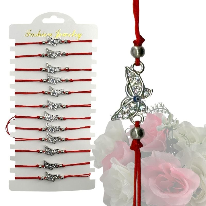 Brățări roșii en-gros – Fluture – set de 12 brățări și închidere reglabilă