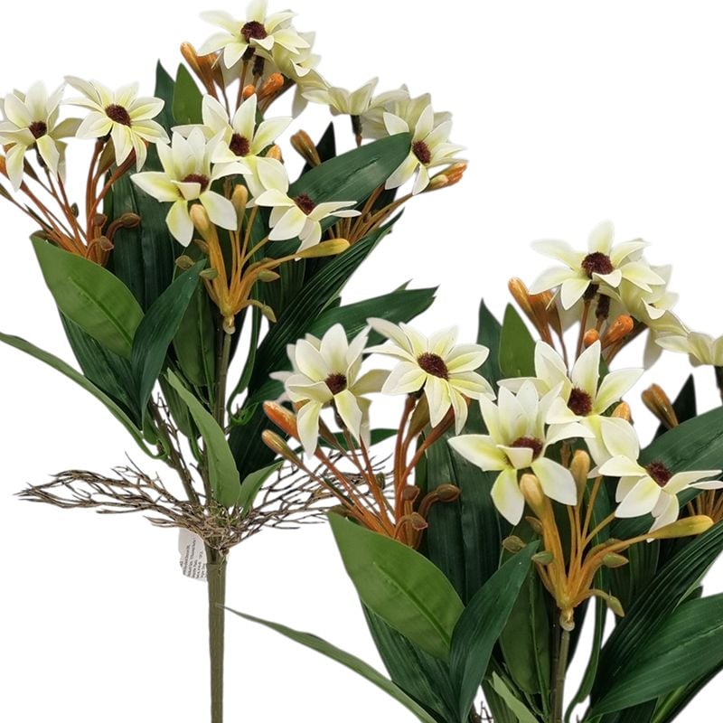 Buchet floare artificiala Margareta siliconata engros 5 fire 35 cm lungime
