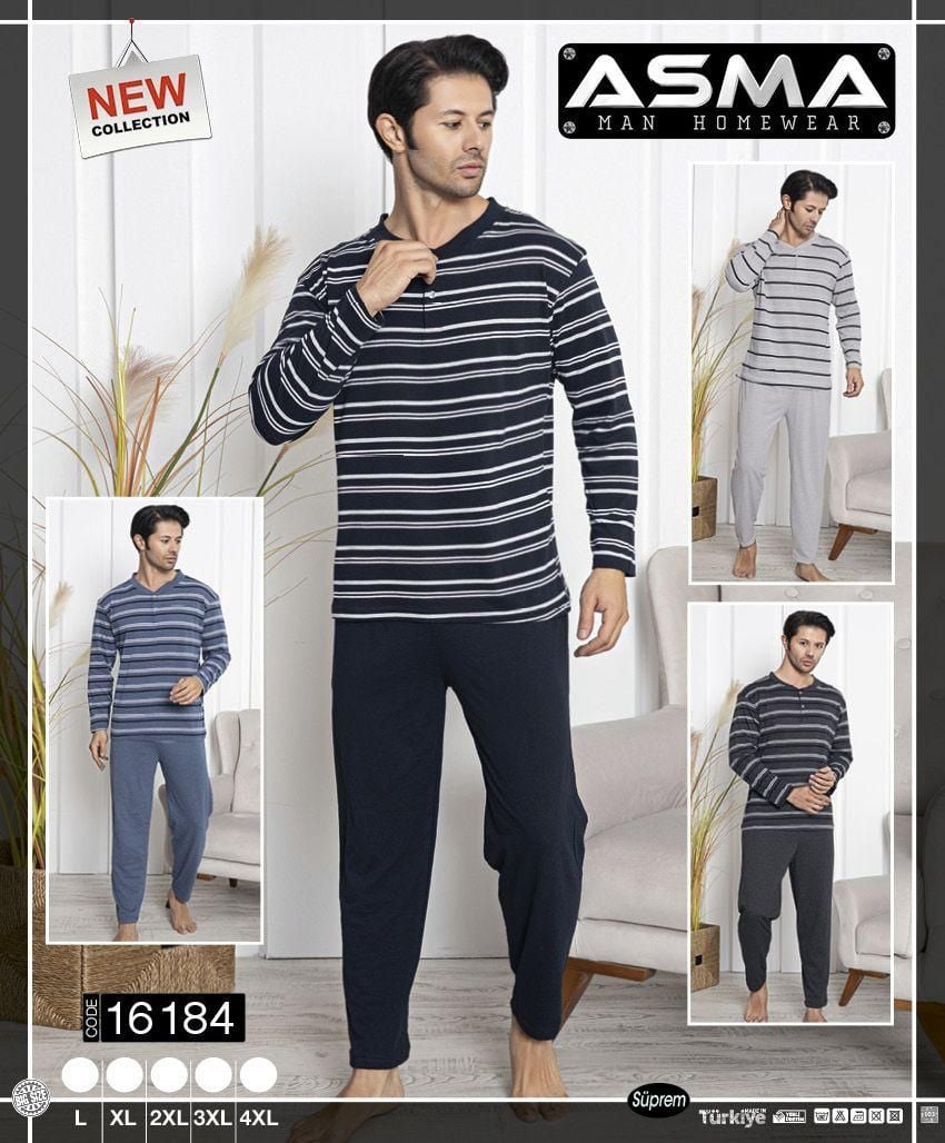 Pijama bărbat pantalon lung și nasturi 100% Bumbac Batal