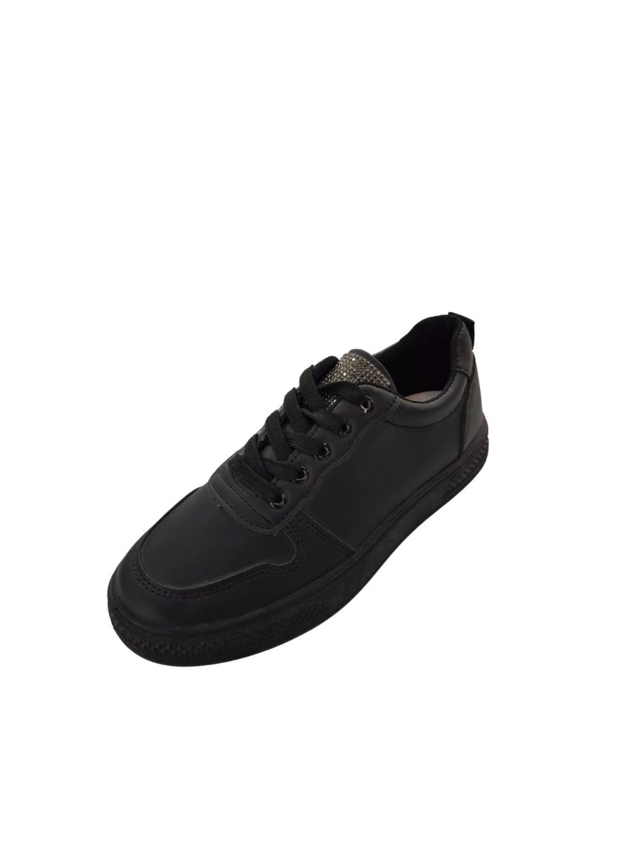 Tenesi Dama, Piele Ecologica, Inchidere Siret, Aplicatii Stralucitoare, Model simplu, Engross, Marimi 36-41,8buc/bax, Negru