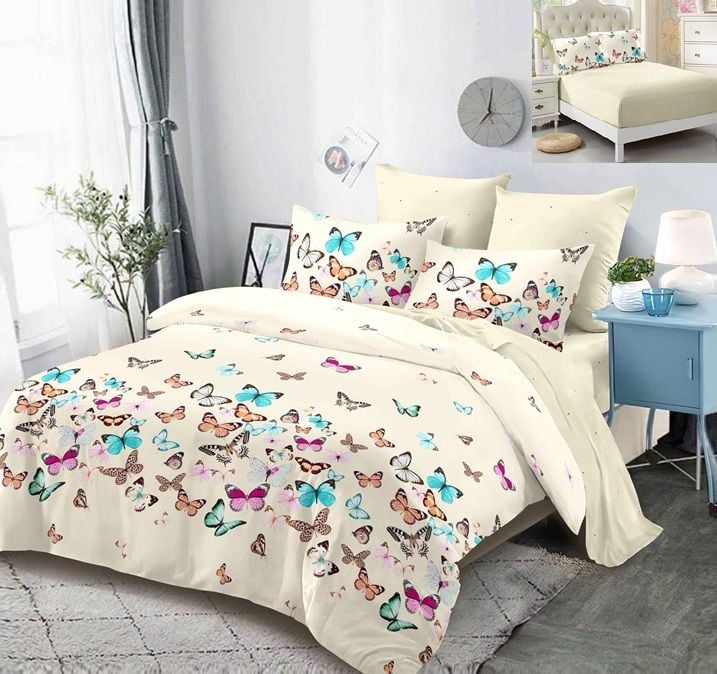 Lenjerie din finet 6 piese, cearceaf cu elastic