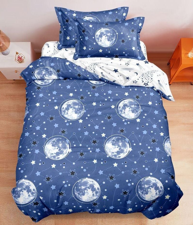 Lenjerie finet 4 piese pentru pat single, cearceaf cu elastic