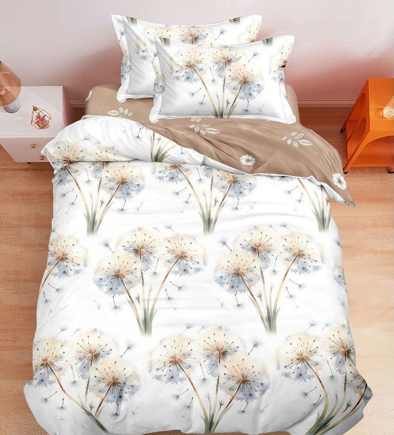 Lenjerie finet 4 piese pentru pat single, cearceaf cu elastic