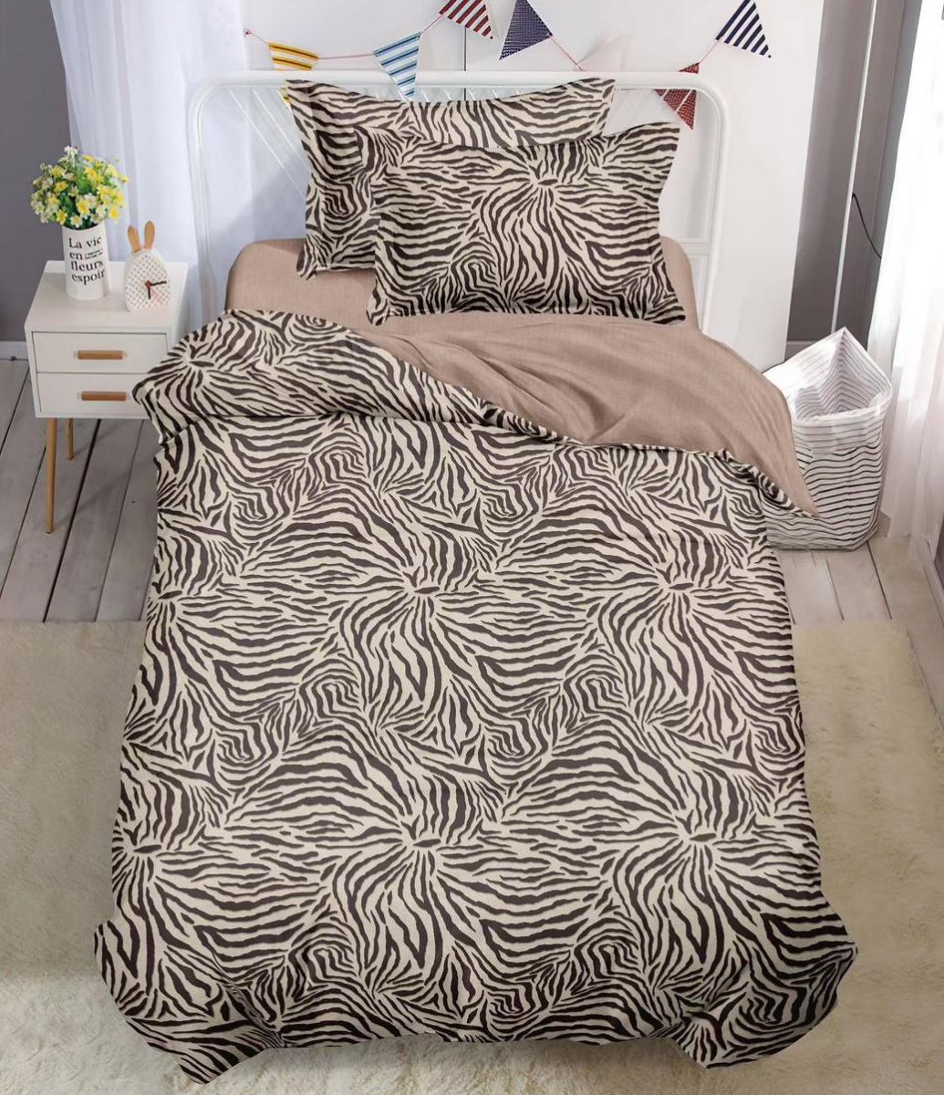 Lenjerie finet 4 piese pentru pat single, cearceaf cu elastic