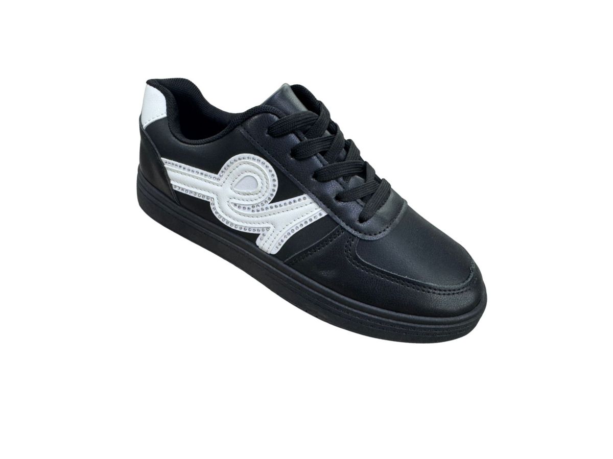 Adidasi dama, Piele Ecologica, Inchidere Siret ,Aplicatii Stralucitoare, Talpa usoara, ,Engross, Marimi 36-41 ,8Buc/Bax negru