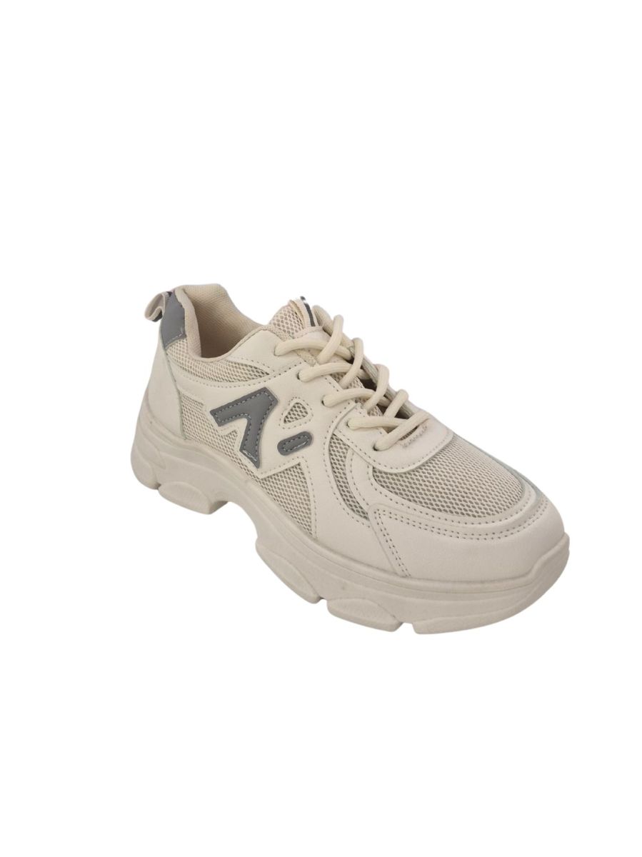 Adidasi pentru fete, Talpa Inalta usoara, Piele Ecologica si Panza, Inchidere Siret, Marimi 36-41, Engross, 8buc/bax, alb