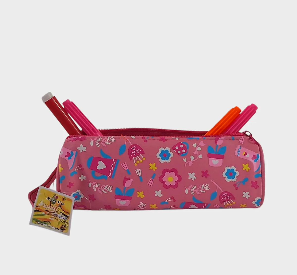 Penare școlare  engros din material cauciucat, model cu flori, penar