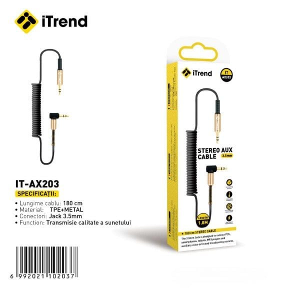 CABLU AUXILIAR JACK3.5 - JACK 3.5 ITREND AX 203 1.8 METRI SPIRALAT