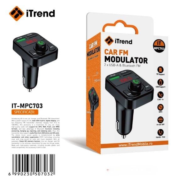 MODULATOR FM ITREND MPC 703 2 X USB BLUETHOOT MICROSD AUX