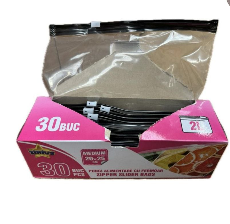 Pungi alimentare Engros cu fermoar Zirius 1kg, 20 x 25 cm, bax 45 buc