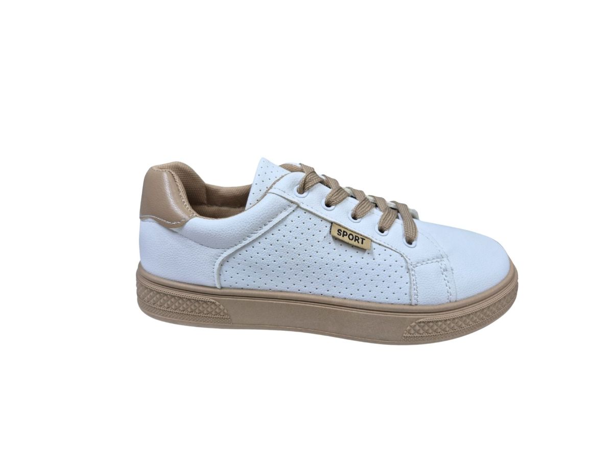 Tenesi Unisex, Material Piele Ecologica cu Perforatii, Talpa Flexibila, Inchidere Siret, Marimi 36-41, Engross, 8buc/bax maro