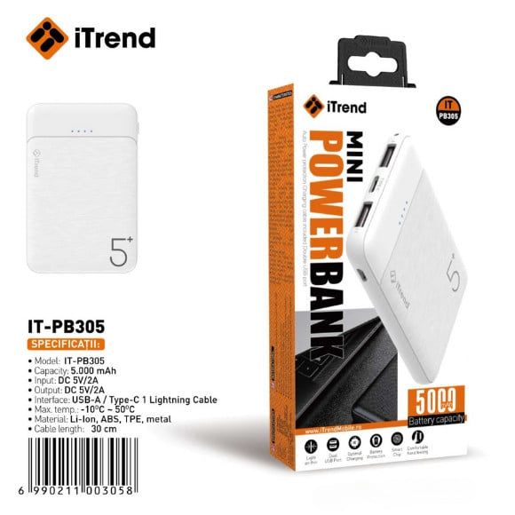 BATERIE EXTERNA POWER ITREND PB 305 5000 mAh