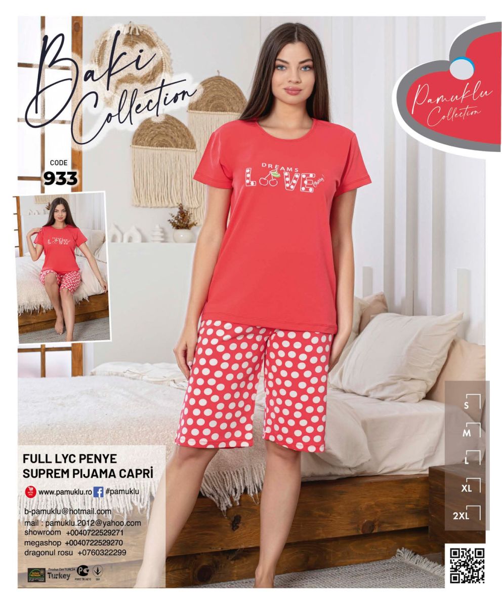 Pijama Dama Baki Licra Capri 933 Engros