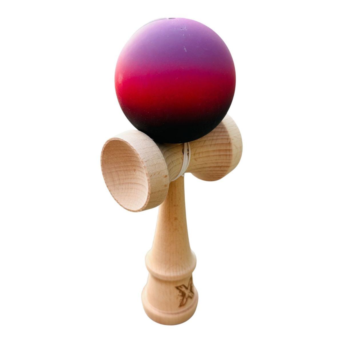 Kendama din lemn, 18cm, model gravat, bila multicolor, vopsea cauciucata mată, en-gros