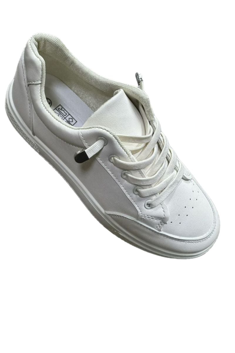 Pantofi Sport Unisex, Piele Ecologica, Inchidere Siret, Engross, Marimi 36-41 ,8buc/bax alb