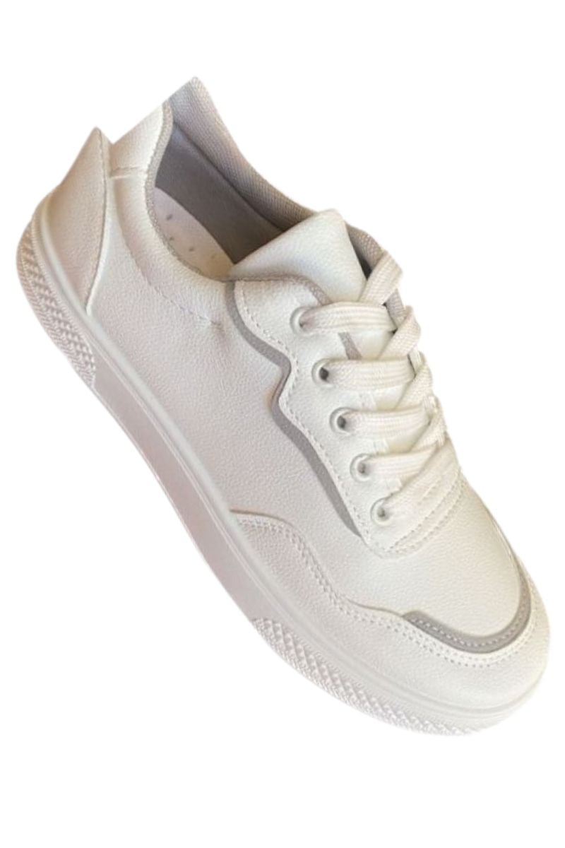 Pantofi Sport Unisex, Piele Ecologica , Inchidere Sireturi, Engross , Marimi 36-41, 8buc/bax alb