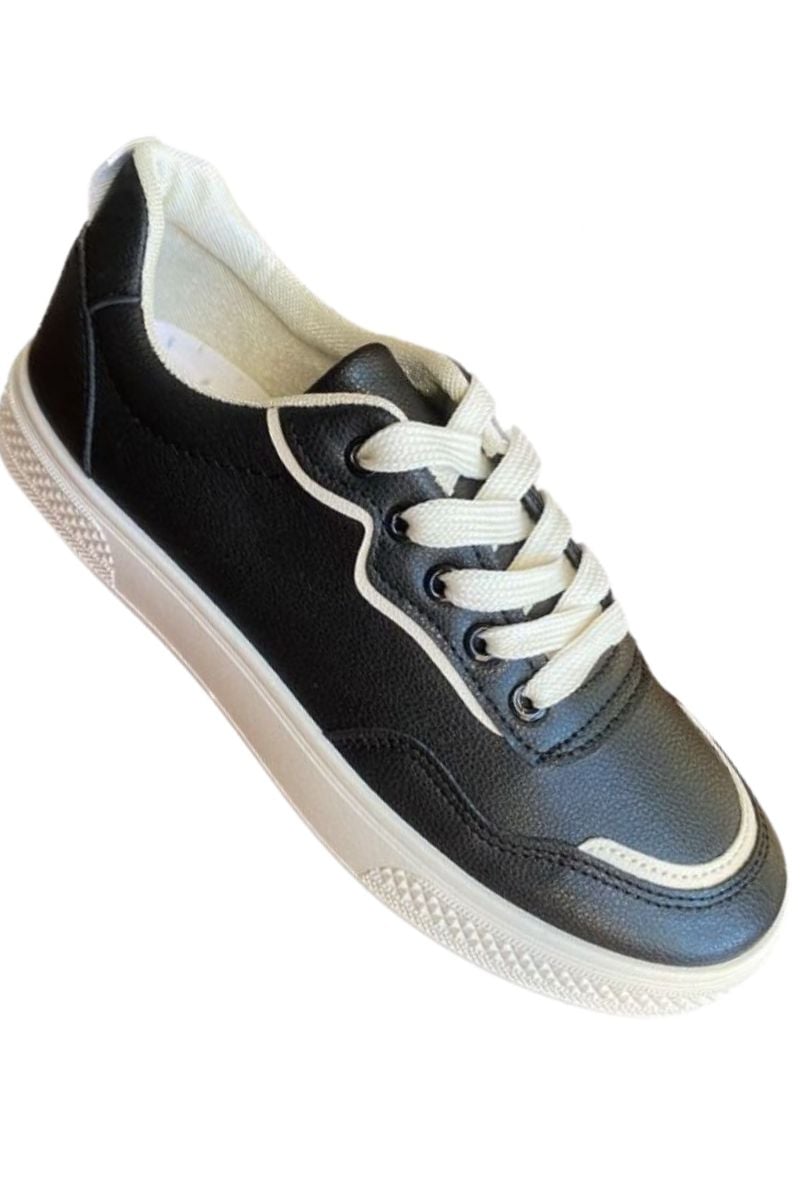Pantofi Sport Unisex, Piele Ecologica , Inchidere Sireturi, Engross , Marimi 36-41, 8buc/bax negru