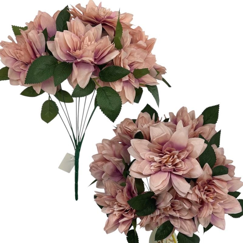 Dalie artificială bej, 40 cm, 9 fire – flori artificiale decorative și en-gros