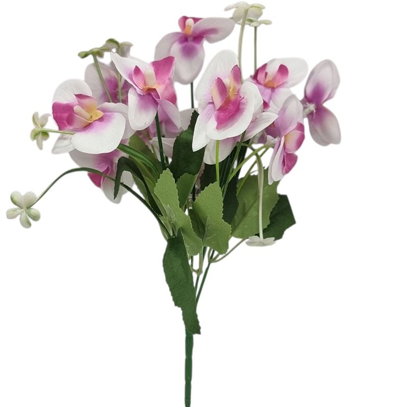 Buchet floare artificiala orhidee textila engros 5 fire 30 cm lungime