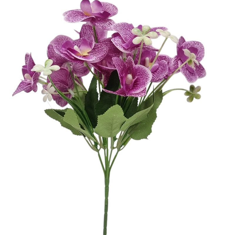 Buchet floare artificiala orhidee textila engros 5 fire 30 cm lungime