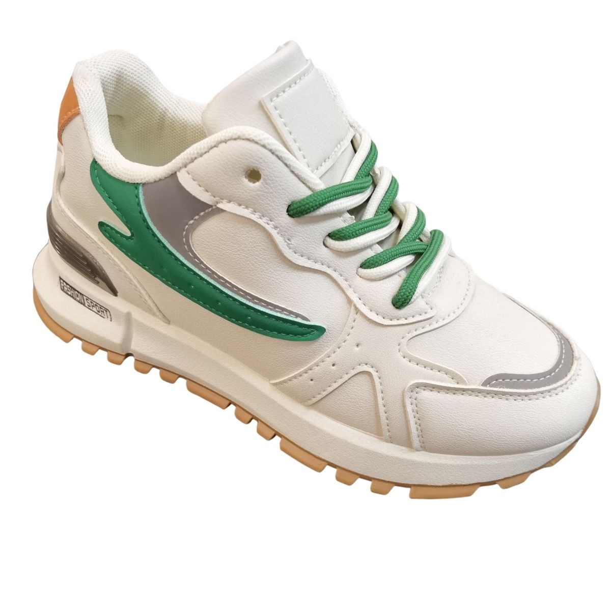 Pantofi Sport Dama si Adolescenti, Piele Ecologica, Inchidere Siret, Engross, Marimi 36-40 ,8buc/bax verde