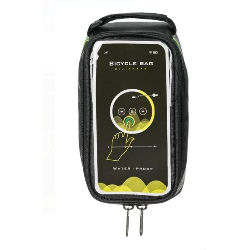 Geanta pentru bicicleta cu husa din PVC transparenta impermeabila, touch screen pentru telefoane mobile, 10 x 20 x 10 cm