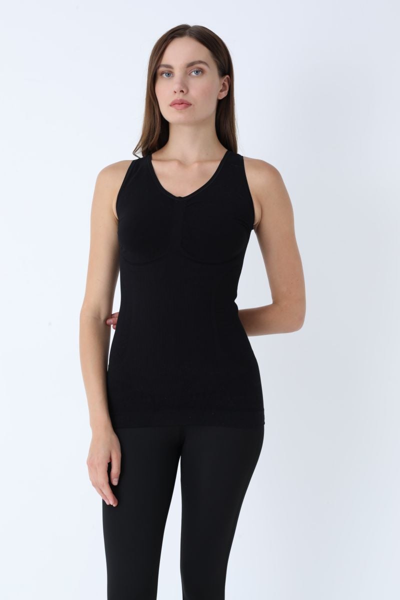 Maiou Dama Modelator in Talie cu Bretele Groase, Culoare Negru,Engros
