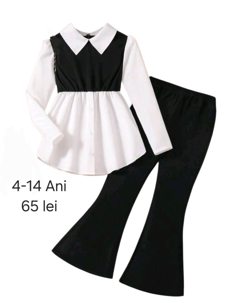 Compleu Engros pentru fete, 2 piese, negru / alb
