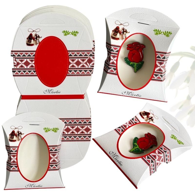 Cutiuțe din carton pliabile pentru broșe și mărțișoare 5,5 x 8 x 2cm– set 100 buc., en-gros