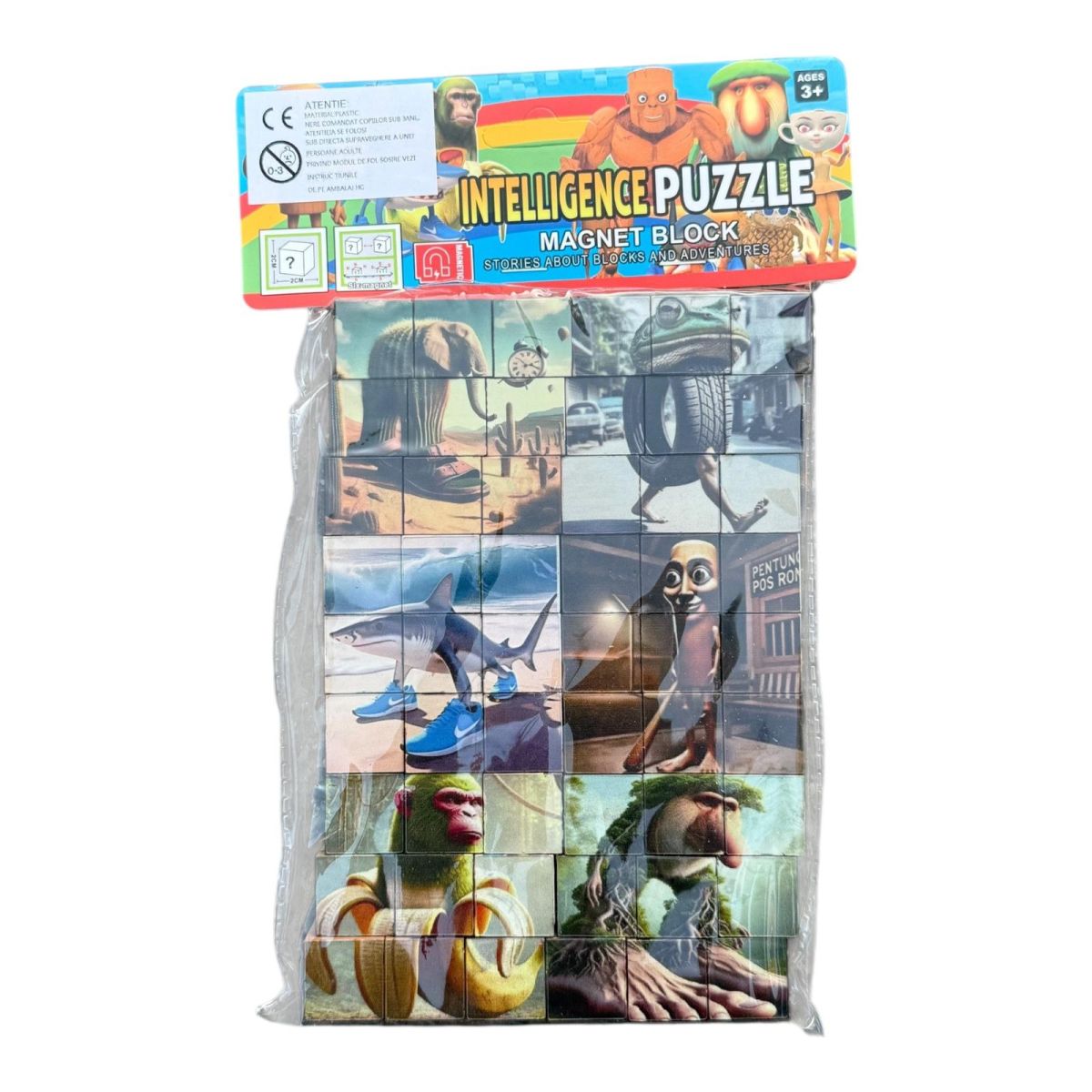 Set 54 blocuri magnetice pentru constructie/ puzzle, multicolor,  en-gros