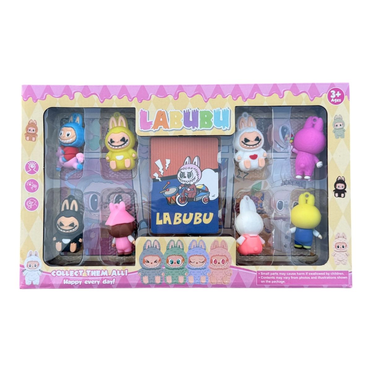 Set 8 figurine din silicon bubu adorabil si cartonase de colectie, multicolor, en-gros