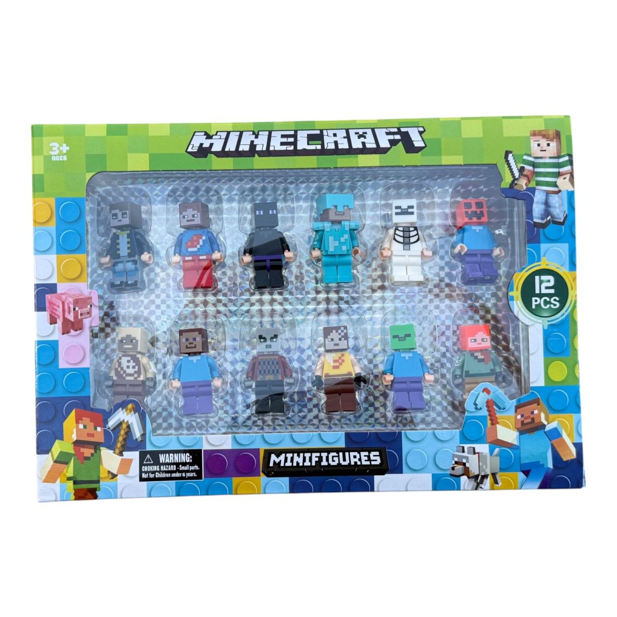 Set 12 figurine pixelate compatibile cu platforme de construit, multicolor, en-gros