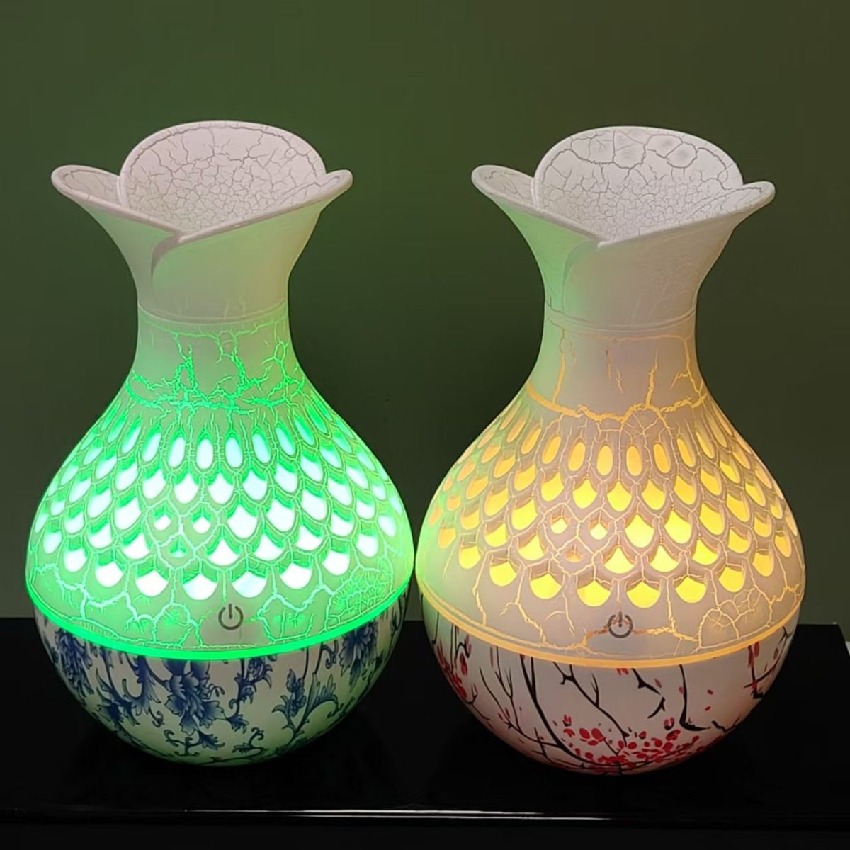 Difuzor aromaterapie cu umidificator cu ultrasunete  Forma de vaza, lumina ambientala LED 130ml angro engros